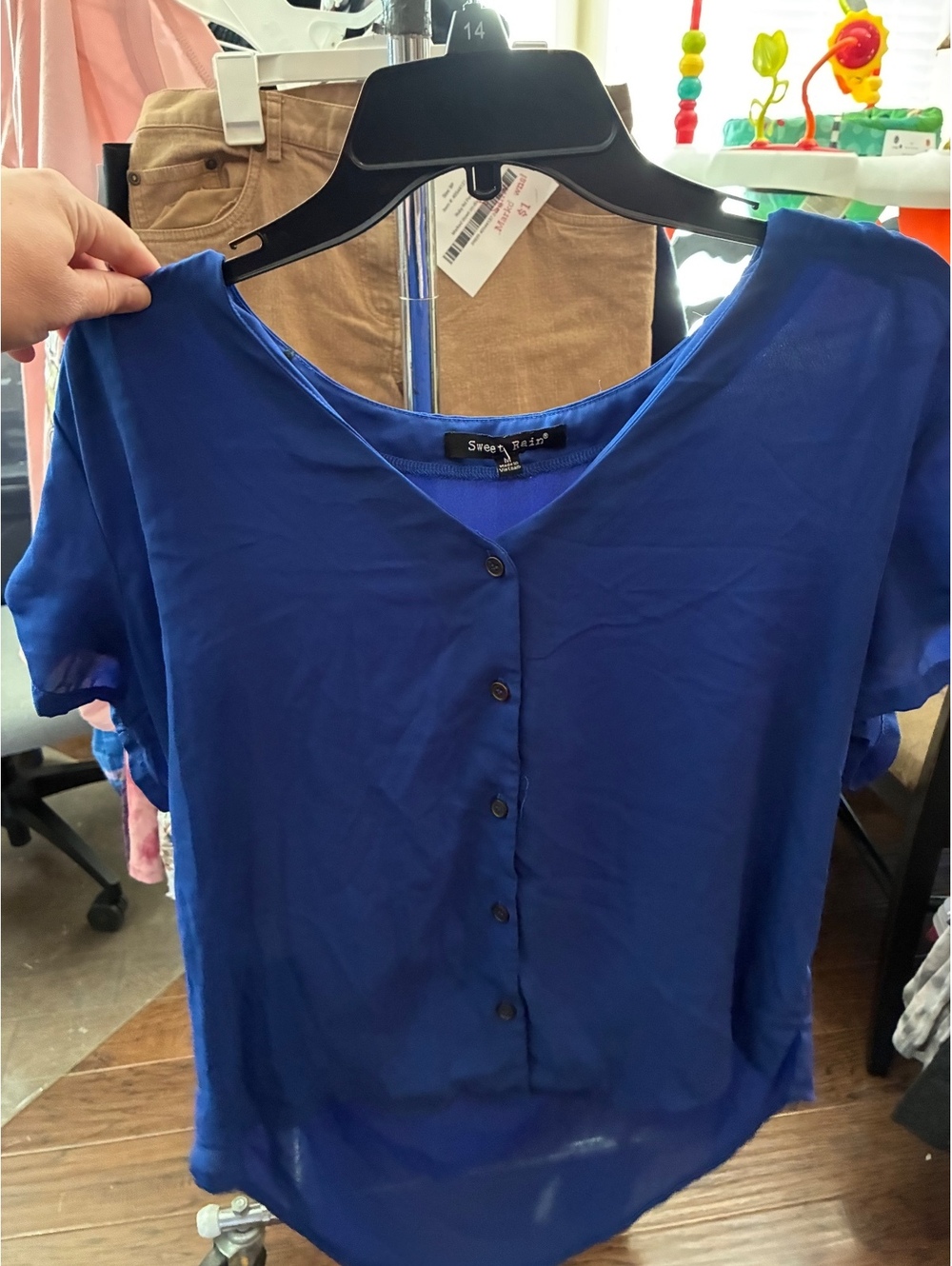 Sweet Rain blue short sleeve blouse